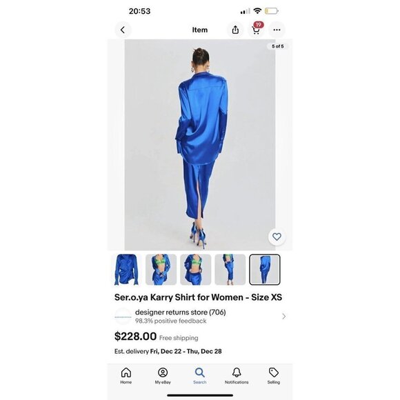 Ser.o.ya Karry Shirt 95% Silk Size Small Blue Collared Blouse Retail $395 X - Picture 15 of 15